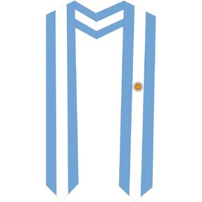 Argentina Flag Graduation Sash Satin Scarf 72" Stole for Abroad Student International Study Class