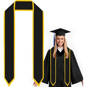 SUMERSHA Graduation Stole Unisex Adult Graduation Sash 72 inch Plain Honor Satin Stole With Trim Graduation Class of 2025