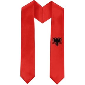 Albania Flag Graduation Sash Satin Scarf 72" Stole for Abroad Student International Study Class