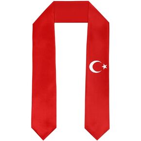 Turkey Flag Graduation Stole Satin Stole Scarf for Study Aboard International Students 72" Length
