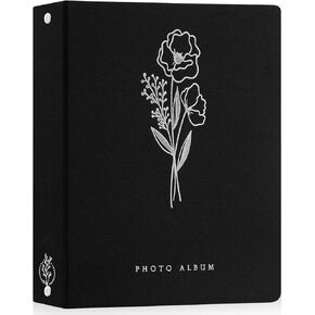 Lanpn Photo Album Scrapbook 11x14, Linen Hard Cover Archival Acid Free Top Load Pocket Photo Book with Sleeves that Holds 52 Vertical Only 11 x 14 Picture (Black)