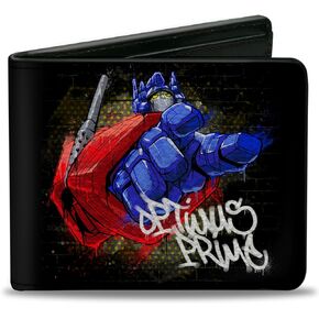 Hasbro Wallet, Bifold, Transformers Optimus Prime Pointing Pose Tag Black, Vegan Leather