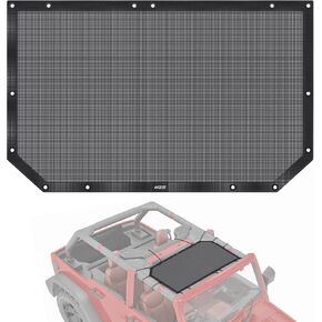 MZS Sunshade Compatible with Wrangler JKU 2007-2018 4 Door, Rear Mesh Sun Shade Bikini Top Roof Cover Sunblock Heat Shield for Wrangler JK Unlimited Sahara Rubicon Sport S Moab-Black