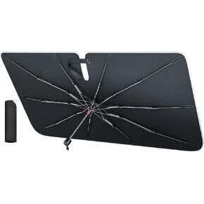 REEVAA 2025 Car Windshield Sun Shade Umbrella [100% Sun Protection & Keep Cool] Protect Interior, 360° Flex Handle Sun Shield Sunshade, Medium (57" x 32") for Most Car