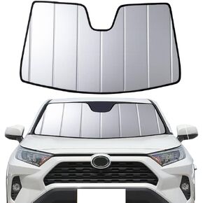Windshield Sun Shade Compatible with Toyota 2019-2025 RAV4, LE,XLE,XSE Hybrid,2021-2024 RAV4 Prime Custom-fit Foldable Sun Visor Window Sunshade with Storage Bag