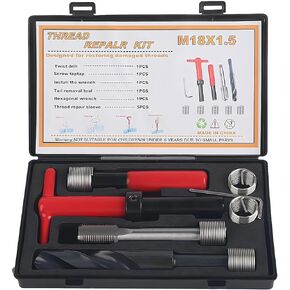 10pcs M18x1.5 مجموعة ترابط مجموعة هليكوبتر لفائف الفولاذ المقاوم للصدأ قياس الخيط مجموعة إدراج مجموعة لإصلاح الخيط