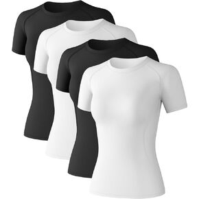 Women's Short Sleeve Compression Shirts Athletic T-Shirts Workout Tops for Gym Yoga Running