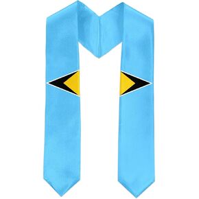 Saint Lucian Flag International Graduate Satin Stole Scarf with National Flag Design 72" Graduation Sash
