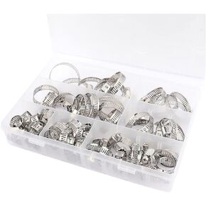 مجموعات مخططات خرطوم 60pcs قابلة للتعديل ، 1/4 إلى 1-1/2inch (6-38 ملم) مشابك خرطوم الخرطوم على ترس الدودة لمقاطع السحابة ، خط الوقود ، أنابيب الماء ، أنابيب الهواء ، خرطوم السخان (مجموعة 60 قطعة))
