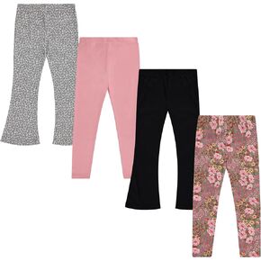 BTween Girls' 4-Pack Rib ITY/Brushed ITY Leggings - Soft, Stretchy, and Comfortable Pants - Rose, Size 7