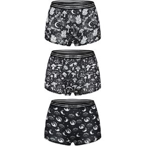 Morvia 3pcs نساء جماجم هالوين القوطية طباعة تباين التباين ملزمة boyshorts الملابس الداخلية الخصر مرنة السراويل الداخلية in Saudi Arabia