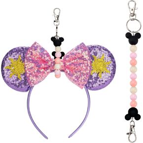 Mouse Ear Holder for Backpack Beaded Lanyard Keychain Park Trip Essentials Headband Holder Display Hanging Decor