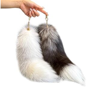 Askinds fox fox tail fur keychain cosplay cosplay toy party costme furry wolf tails hands handbag accessory hook hook for women (white+black)