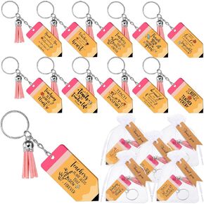 Bucherry 20 Sets Teacher Appreciation Gifts Teacher Key Chains Pencil Charms Keychain Bulk Gift Bags for Women Christmas Teacher Gifts Bulk