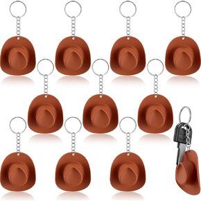 Sureio 12 Pcs Cowgirl Cowboy Bachelorette Party Decor Plastic Mini Western Hat Keychain for Bridal Shower Birthday Party