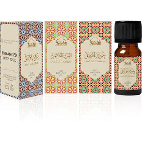 Arabic Oud Diffuser Oil Set, Essential Oils by Dukhni | 3 x 10ml Oudh Oil Gift Set for Diffuser & humidifier | 100% Pure Halal Oils | Relax with Home Aromatherapy, for Relaxation & Massage
