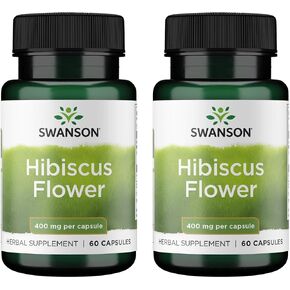 Swanson Full-Spectrum Hibiscus Flower - Herbal Supplement - Natural Formula w/Bioactive Compounds - (60 Capsules, 400mg Each) (2 Pack)