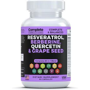 Resveratrol Supplement with Quercetin, Berberine, Grape Seed Extract & Polyphenol Blend for Skin Health, Immune Support & Antioxidant Boost