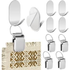 4 Set Tapestry Wall Hanging Clips Self Adhesive Wall Hanger Textile Art Decoration Metal Clips for Hanging Rugs Carpet Display, Silver