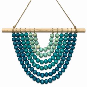 Boho Chic Wooden Bead Garland Wall Tapestry Hanging ، Decor Decorted Home Thicksplicted Decord Losted Room لغرفة المعيشة ، غرفة نوم ، مدخل ، حضانة ، شقة وسكن (تدرج النسيم الساحلي ، 12 بوصة)