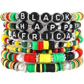 Ardorchid USA Flag Bracelets Valentine's Day Heishi Bracelets St. Patrick's Mardi Gras Beaded Bracelets Easter Rainbow Juneteenth Rasta Bracelets