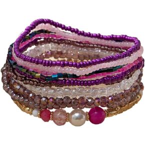 8 Sets Bohemian Stackable Bead Bracelets for Women Multicolor Stretch Beaded Bracelets Layered Bead Bracelet Set Boho Jewelry