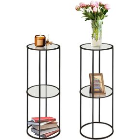 2PCS 2 Tier Round Gold Cake Stand for Party, Tall Metal Pedestal Stands for Display Decoration, Flower, Plant, Birthday, Wedding, Baby Shower, Bridal Shower, Cylinder Column for Desserts