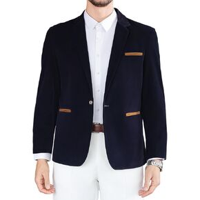 Mens Casual Corduroy Blazer Sport Coat Slim Fit One Button Notch Lapel Suit Jacket for Daily Wear, Work, Wedding & Party