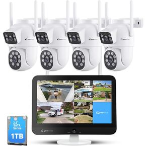 yeewise [180° Pan Rotation] Wireless Security Surveillance Camera Outdoor with Two-Way Audio and Auto Cruise, Works Standalone or with NVR, AC Powered