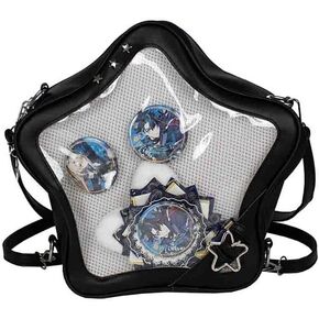 Ita Bag Star Shaped Purse, PU Leather Aesthetic Cute Crossbody Purse, Kawaii Pin Display Clear Shoulder Bag (Bare Bag)