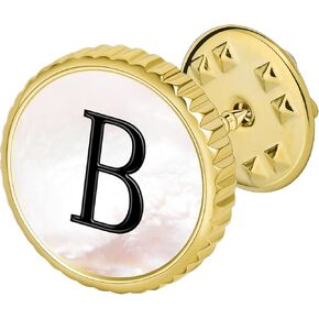 Gold Brooch for Men, Mens Lapel Pins for Suits Initial Brooch Pin Mother of Pearl Lapel Stick Pin for Any Suits jackets Necktie Bow Tie Hat