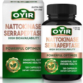 ملحق Nattokinase ، 120 كبسولة Nattokinase 12000 Fu Serrapeptase 360،000 SPU الانزيمات الجهازية للمغذيات من أجل دعم القلب والأوعية الدموية والهضم ، مصنوعة في الولايات المتحدة الأمريكية*