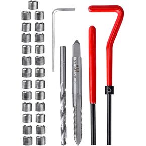 YAKAMOZ Helicoil Thread Repair Kit M5 x 0.8mm - 30Pcs Stripped Thread Inserts Repair Kit Metric Screw Damaged Screw Threads Rethreading Tap Bit Repairing Tool