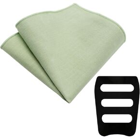 Pocket Squares Handkerchiefs for Men Soft Cotton Mens Womens White Pocket Square with Holder for Suit Wedding Business