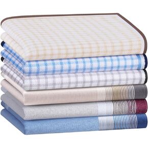 HOULIFE Handkerchiefs for Men, Soft Cotton Men's Hankies with Striped Pattern Handkerchief in Assorted Colors 6PCS 16.9″
