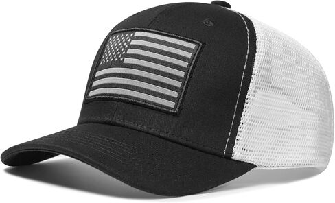 American Flag Trucker Hat, Patriotic Baseball Cap for Men & Women, Breathable Mesh Adjustable Snapback, USA Flag Patch in Saudi Arabia