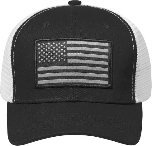 American Flag Trucker Hat, Patriotic Baseball Cap for Men & Women, Breathable Mesh Adjustable Snapback, USA Flag Patch in Saudi Arabia