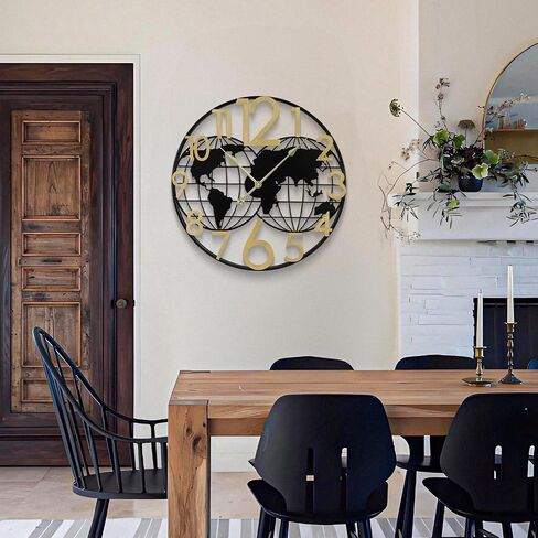 24 Inch Large Farmhouse Wall Clock, Wrought Iron Frame with Warm Gray Finish, Silent Battery Operated Wall Clock for Living Room Kitchen Bedroom in Saudi Arabia