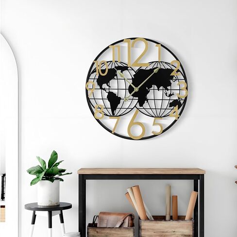 24 Inch Large Farmhouse Wall Clock, Wrought Iron Frame with Warm Gray Finish, Silent Battery Operated Wall Clock for Living Room Kitchen Bedroom in Saudi Arabia