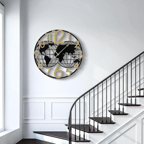 24 Inch Large Farmhouse Wall Clock, Wrought Iron Frame with Warm Gray Finish, Silent Battery Operated Wall Clock for Living Room Kitchen Bedroom in Saudi Arabia