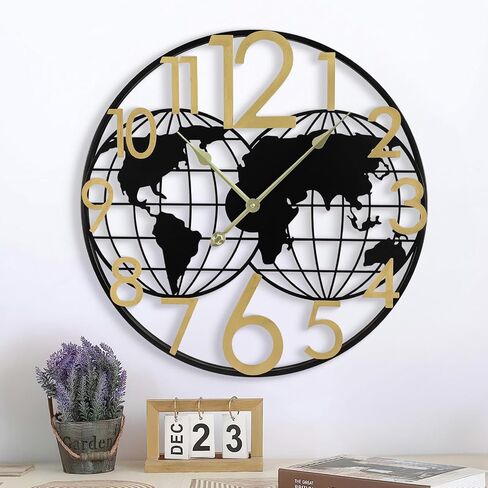 24 Inch Large Farmhouse Wall Clock, Wrought Iron Frame with Warm Gray Finish, Silent Battery Operated Wall Clock for Living Room Kitchen Bedroom in Saudi Arabia