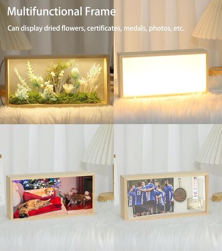 Shadow Box Frame Display Case with Led Light, Wooden Dried Flower Frame, 3D Picture Frame, Shadow Box Display Case Box for Memorabilia, Baby Items, Crafts, Tickets and Photos in Kuwait