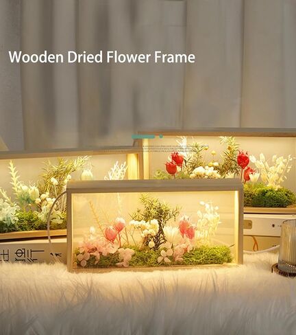 Shadow Box Frame Display Case with Led Light, Wooden Dried Flower Frame, 3D Picture Frame, Shadow Box Display Case Box for Memorabilia, Baby Items, Crafts, Tickets and Photos in Kuwait