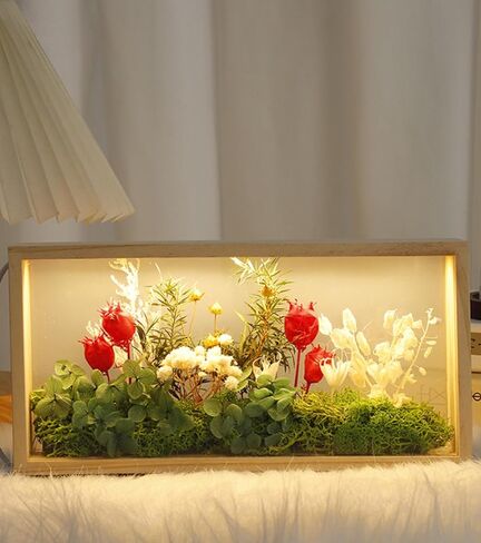 Shadow Box Frame Display Case with Led Light, Wooden Dried Flower Frame, 3D Picture Frame, Shadow Box Display Case Box for Memorabilia, Baby Items, Crafts, Tickets and Photos in Kuwait