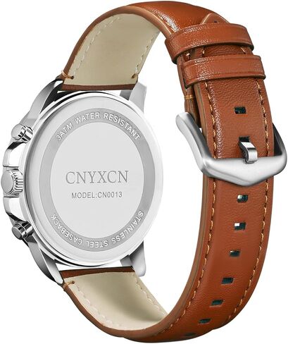 Watches for Men Classic 6 Hand Chronograph Quartz Watch with Leather Strap,Auto Date,Waterproof in Saudi Arabia
