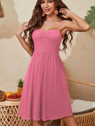 Sundresses for Women 2025 with Pockets Sleeveless Spaghetti Strap Aline Summer Dresses in Saudi Arabia