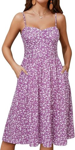 Sundresses for Women 2025 with Pockets Sleeveless Spaghetti Strap Aline Summer Dresses in Saudi Arabia