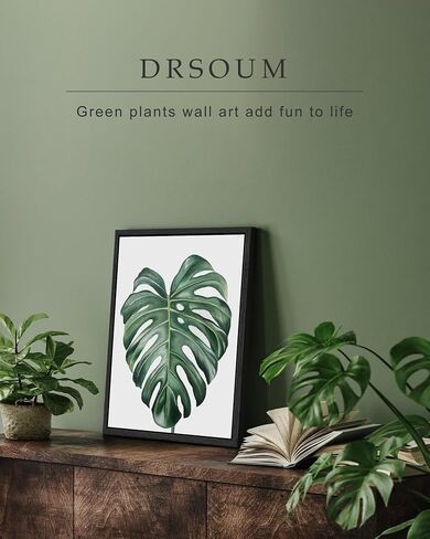 Drsoum Botanical Canvas Framed Wall Art Watercolor Green Leaf Tropical Plant Art Prints Boho Decor for Bedroom Bathroom Kitchen Home Office Decorations 8"x 10"x 4pcs in Kuwait