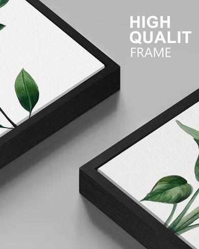 Drsoum Botanical Canvas Framed Wall Art Watercolor Green Leaf Tropical Plant Art Prints Boho Decor for Bedroom Bathroom Kitchen Home Office Decorations 8"x 10"x 4pcs in Kuwait
