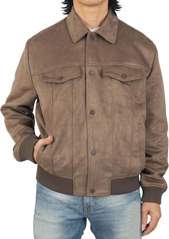 Alpine Swiss Blake Mens Vegan Suede Bomber Jacket Lightweight Slim Fit Casual Softshell Coat in Saudi Arabia